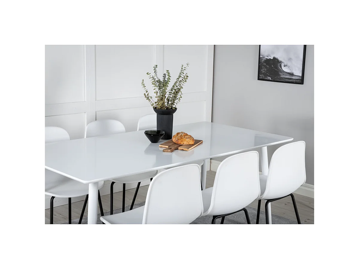 Ensemble Table à Manger & 6 Chaises "Polar & Artic" 180cm Blanc