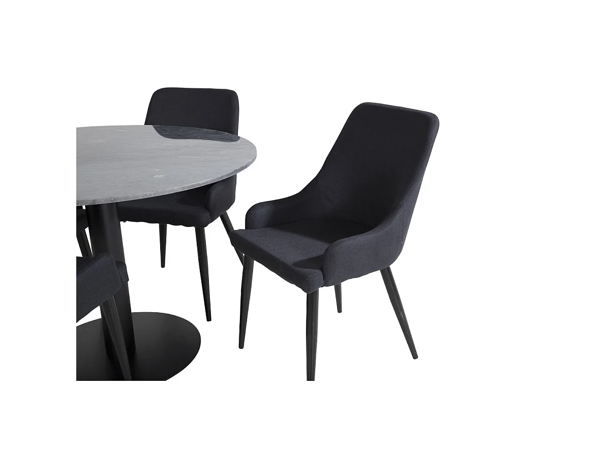 Ensemble Table à Manger & 4 Chaises "Estelle & Plaza" 106cm Gris Foncé & Noir