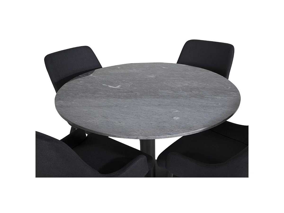 Ensemble Table à Manger & 4 Chaises "Estelle & Plaza" 106cm Gris Foncé & Noir