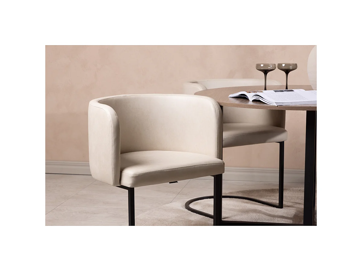 Ensemble Table à Manger & 4 Chaises "Durango & Simrishamn" 120cm Noyer & Beige