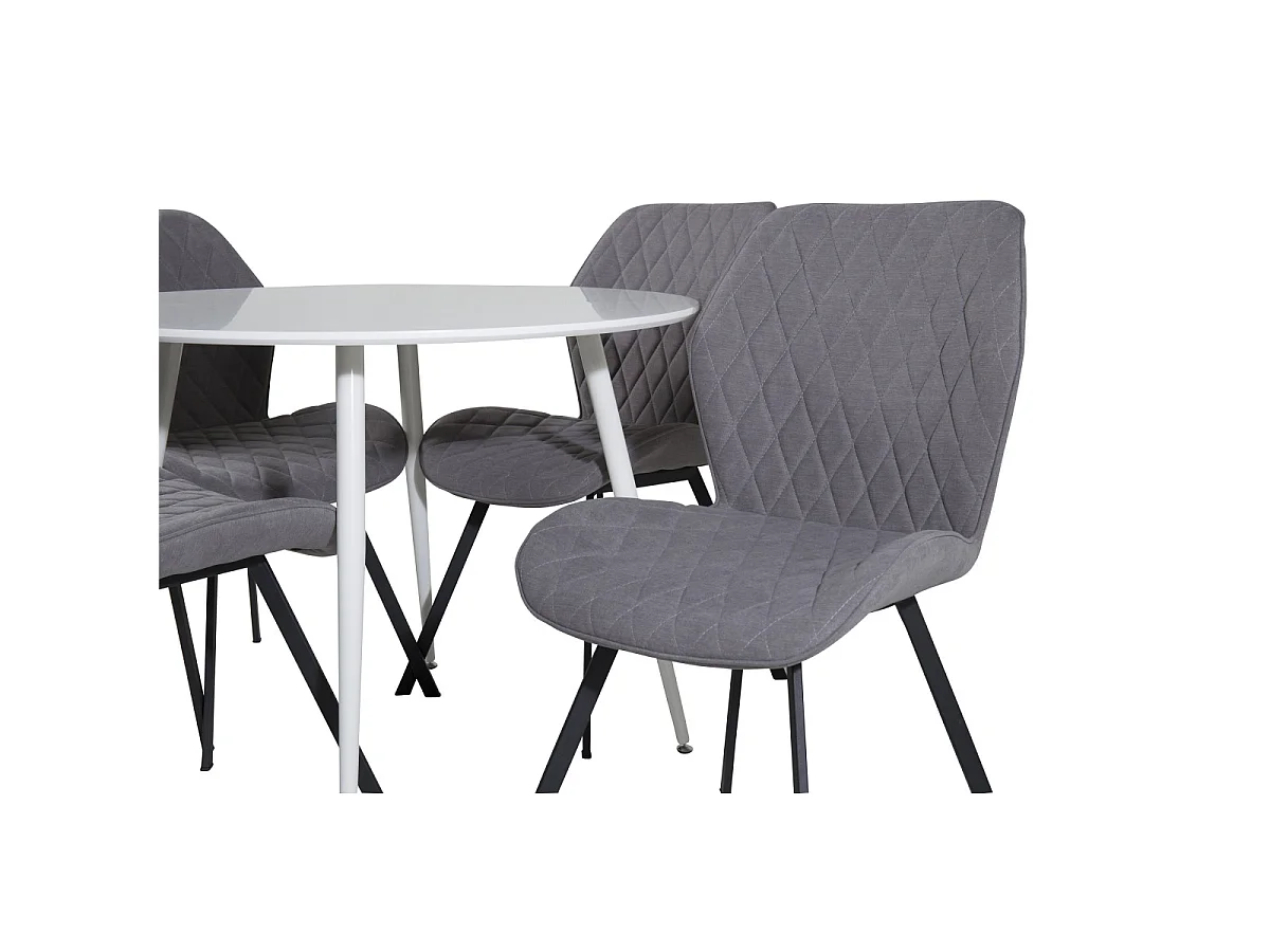 Ensemble Table à Manger & 4 Chaises "Plaza & Gemma" 100cm Blanc & Gris