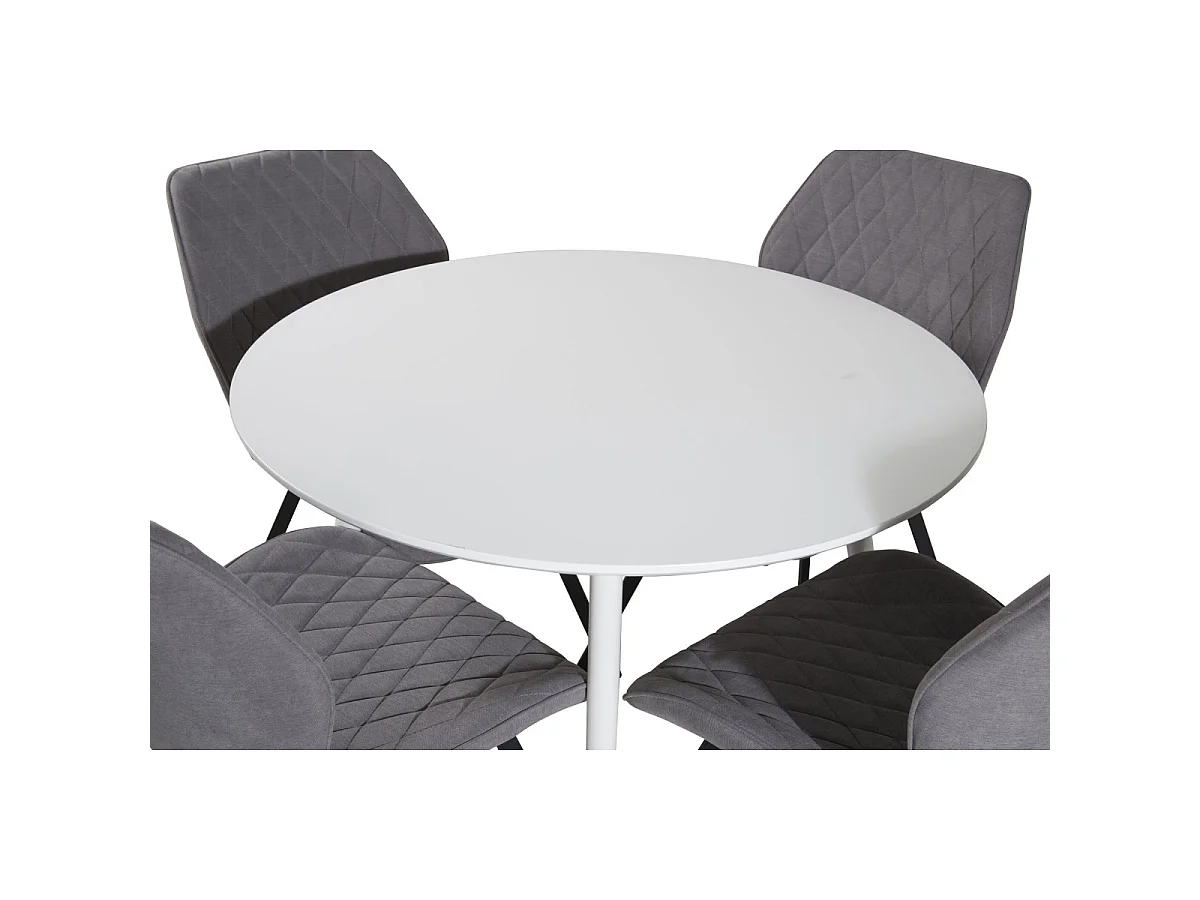 Ensemble Table à Manger & 4 Chaises "Plaza & Gemma" 100cm Blanc & Gris