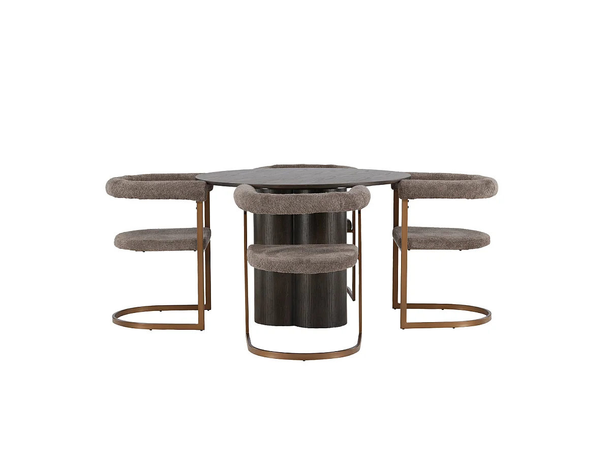 Ensemble Table à Manger & 4 Chaises "Olivia & Morning" 110cm Moka & Marron