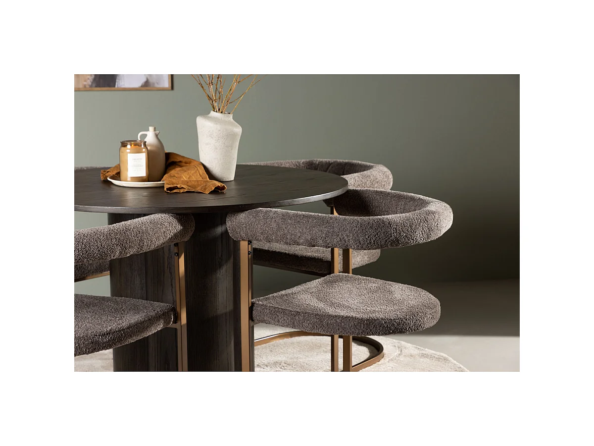 Ensemble Table à Manger & 4 Chaises "Olivia & Morning" 110cm Moka & Marron