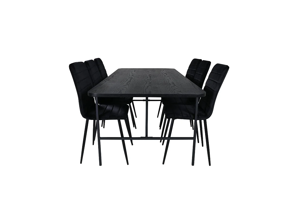 Ensemble Table à Manger & 6 Chaises "Uno & Windu" 200cm Noir