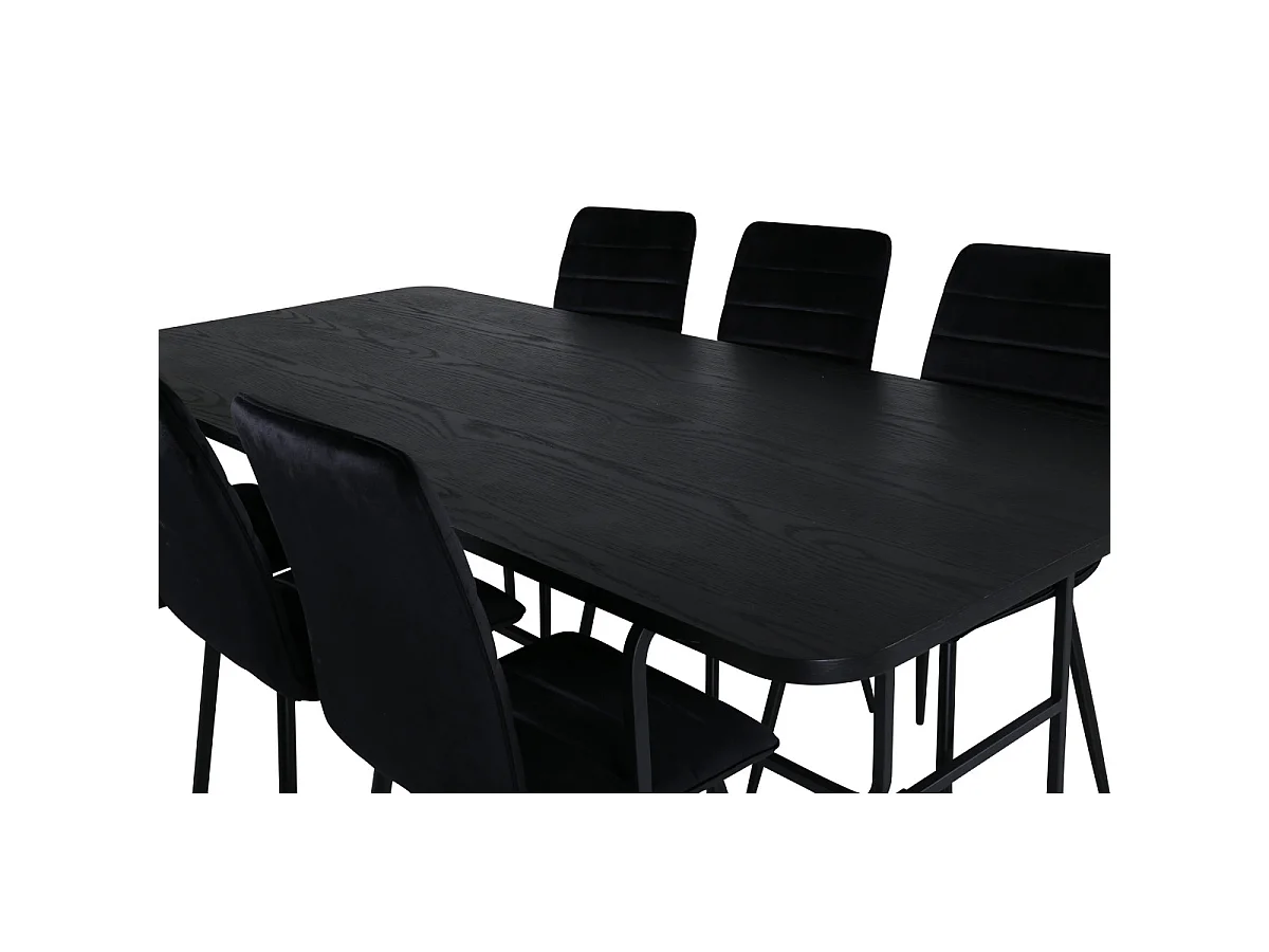Ensemble Table à Manger & 6 Chaises "Uno & Windu" 200cm Noir