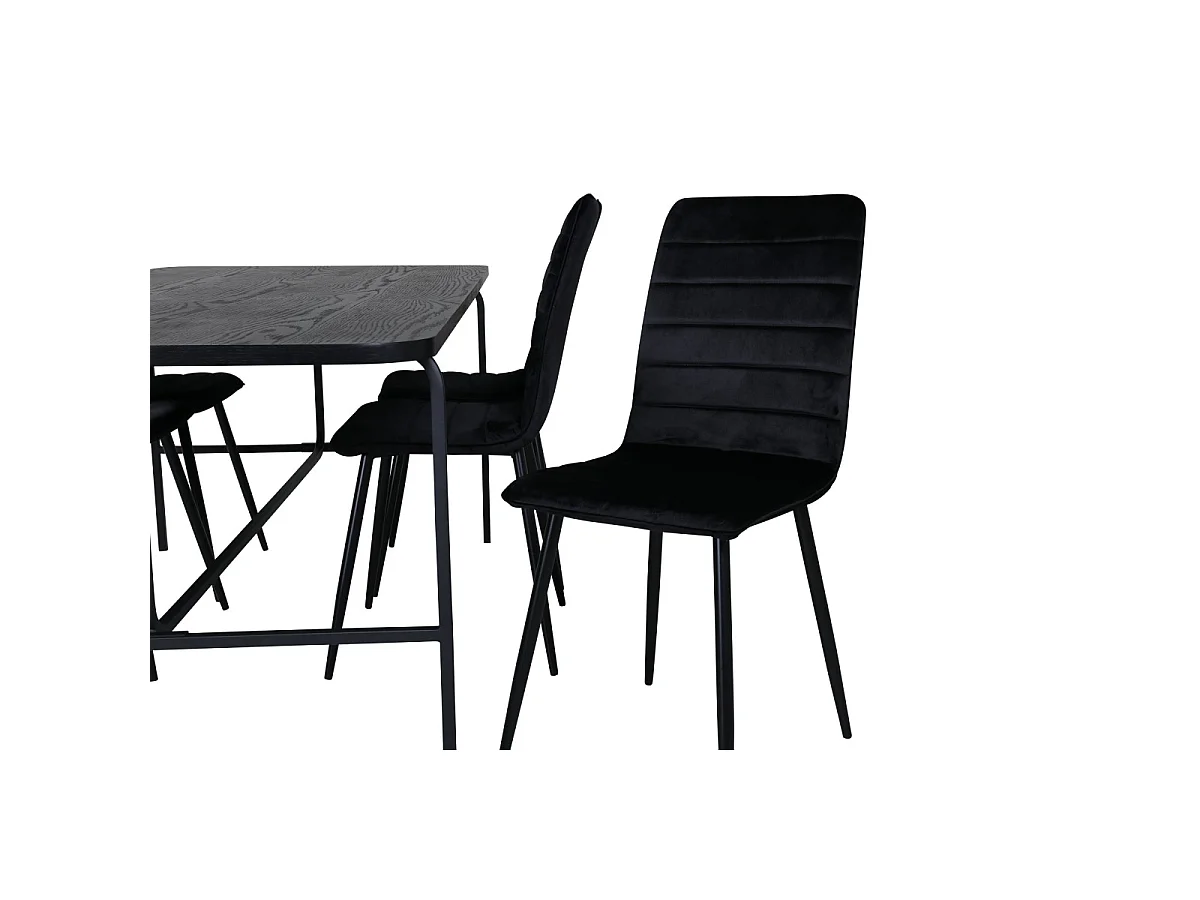 Ensemble Table à Manger & 6 Chaises "Uno & Windu" 200cm Noir