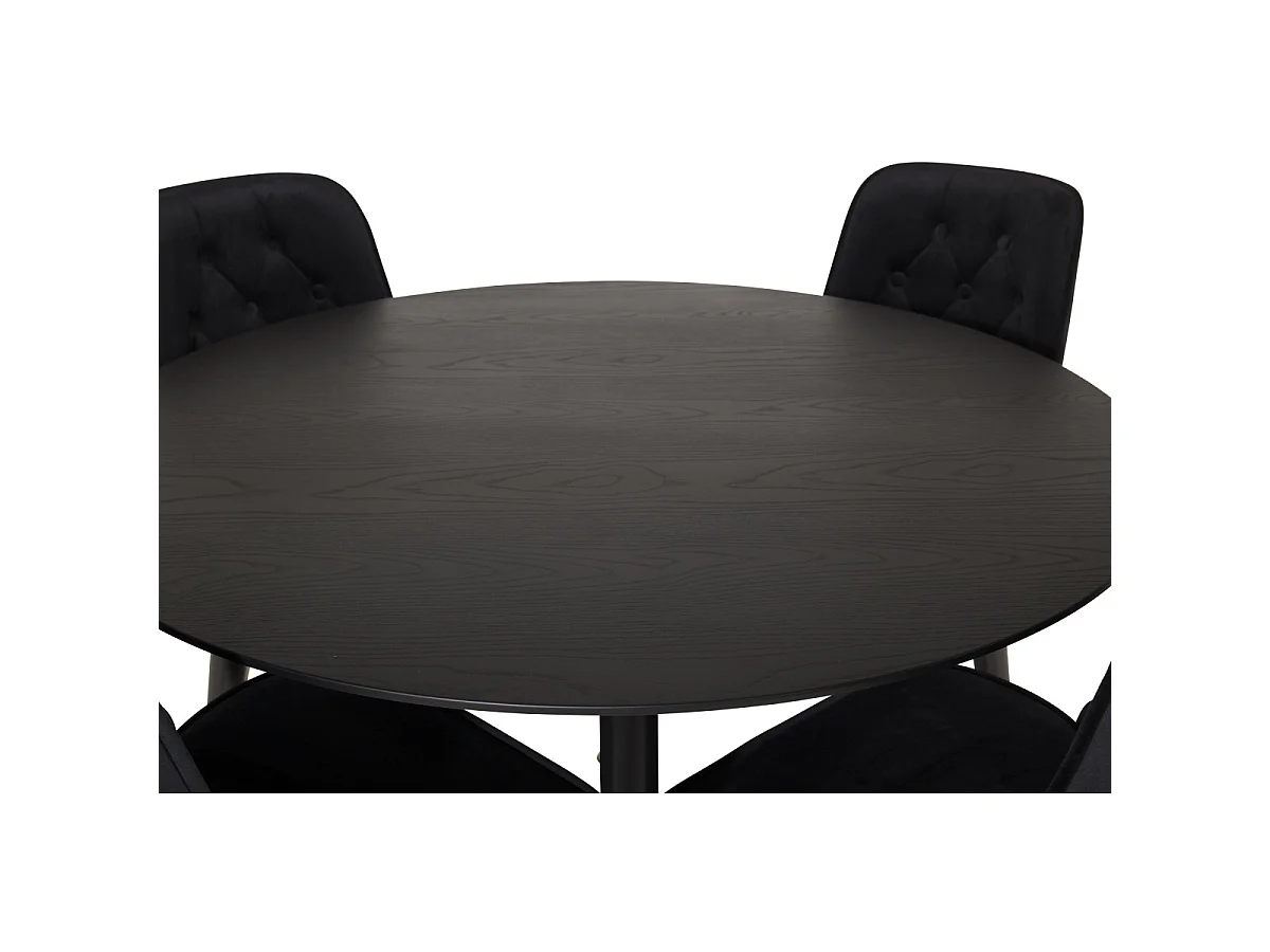 Ensemble Table à Manger & 4 Chaises "Dipp & Deluxe" 115cm Noir & Or