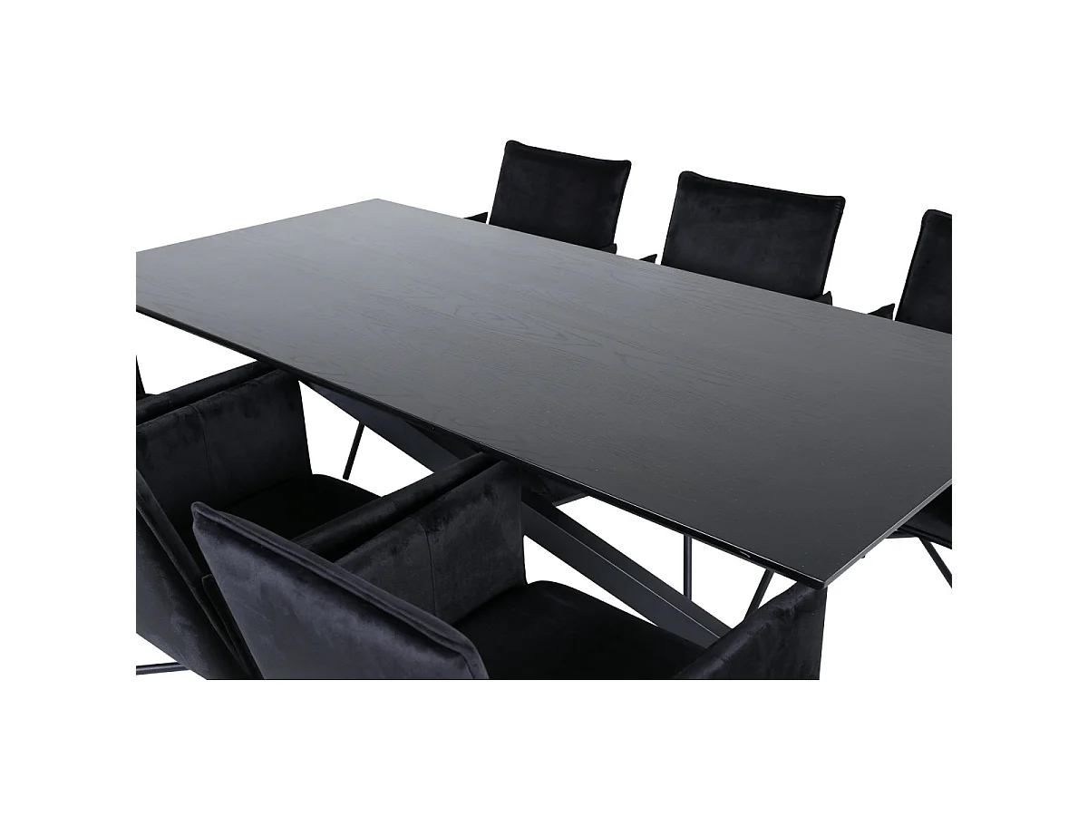 Ensemble Table à Manger & 6 Chaises "Piazza & Petra" 180cm Noir