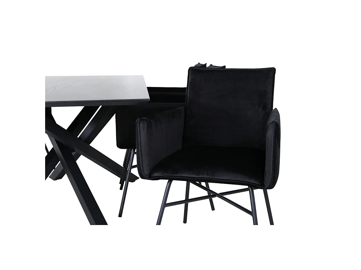 Ensemble Table à Manger & 6 Chaises "Piazza & Petra" 180cm Noir