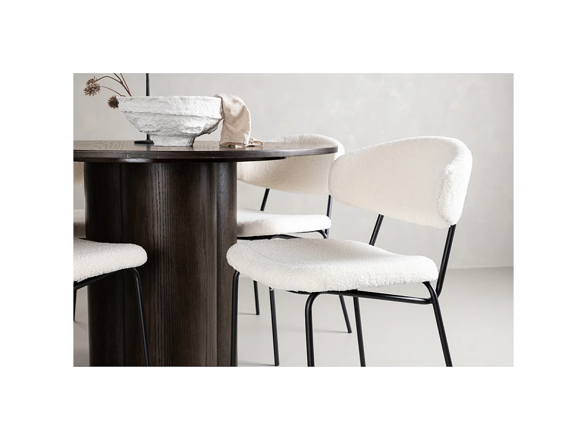 Ensemble Table à Manger & 4 Chaises "Olivia & Chico" 110cm Moka & Blanc
