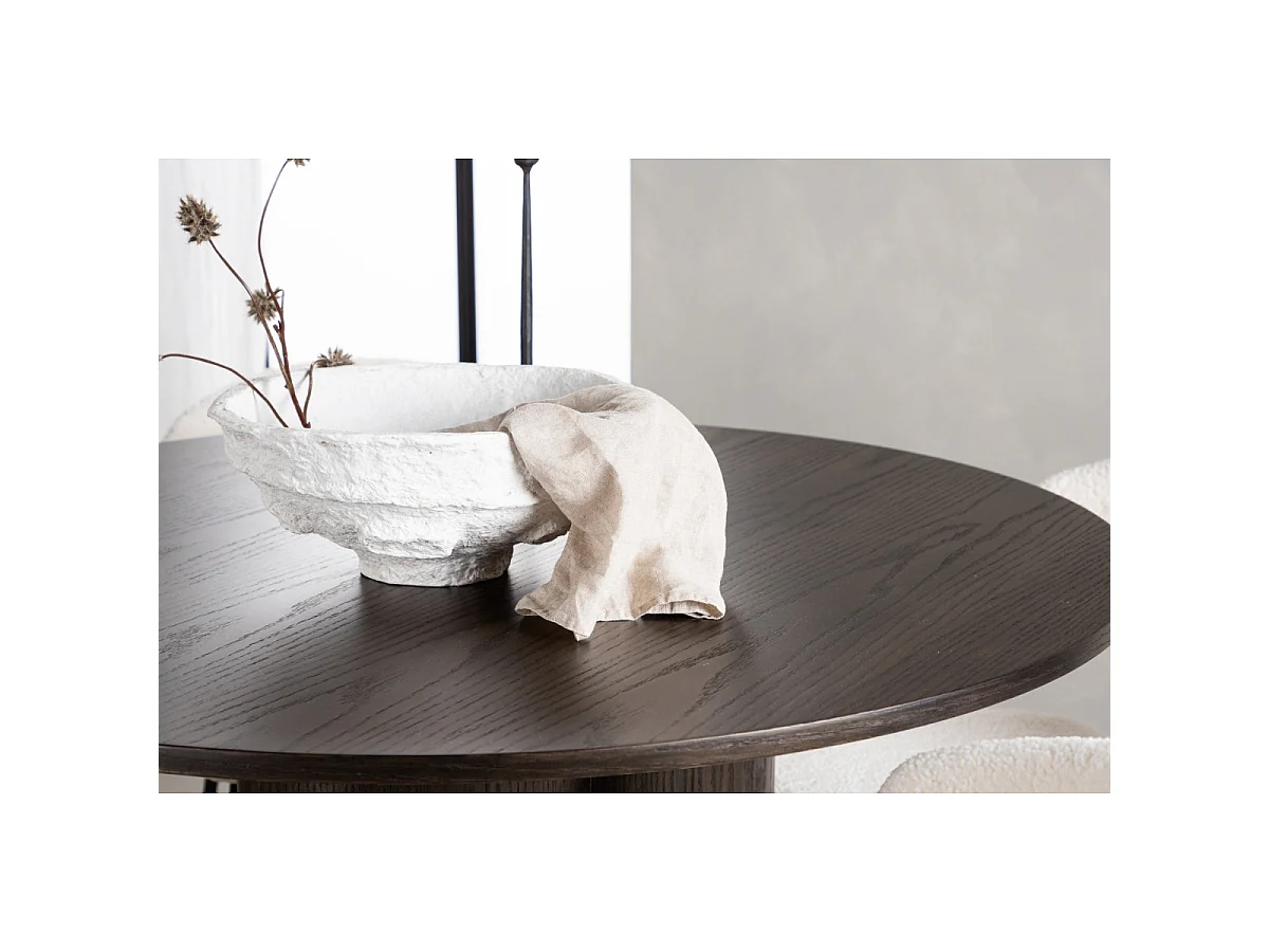 Ensemble Table à Manger & 4 Chaises "Olivia & Chico" 110cm Moka & Blanc