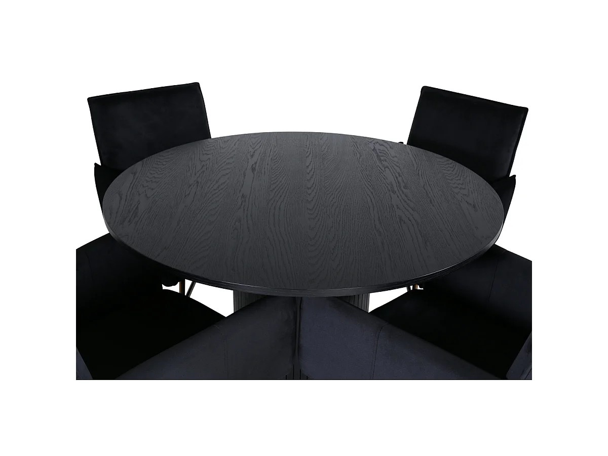 Ensemble Table à Manger & 4 Chaises "Bianca & Petra" 110cm Noir