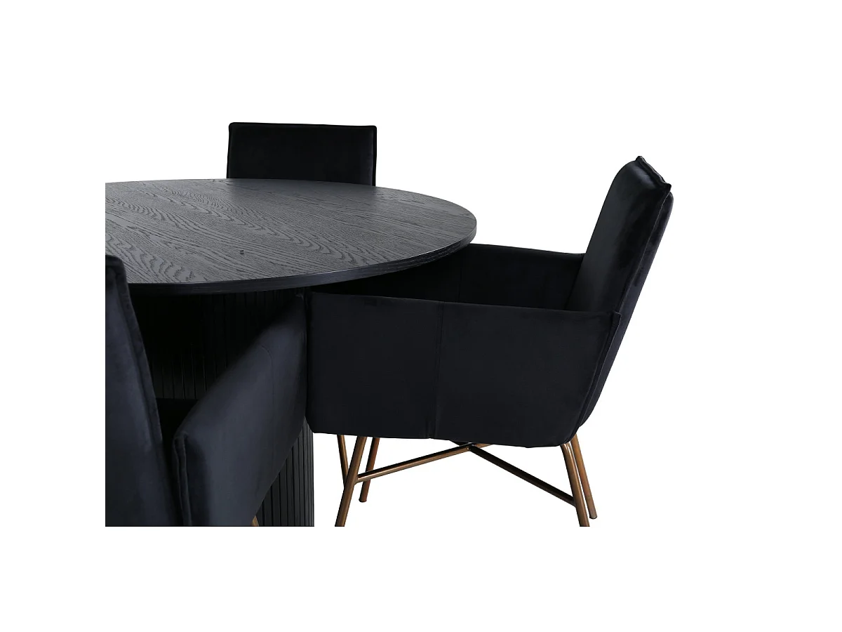 Ensemble Table à Manger & 4 Chaises "Bianca & Petra" 110cm Noir