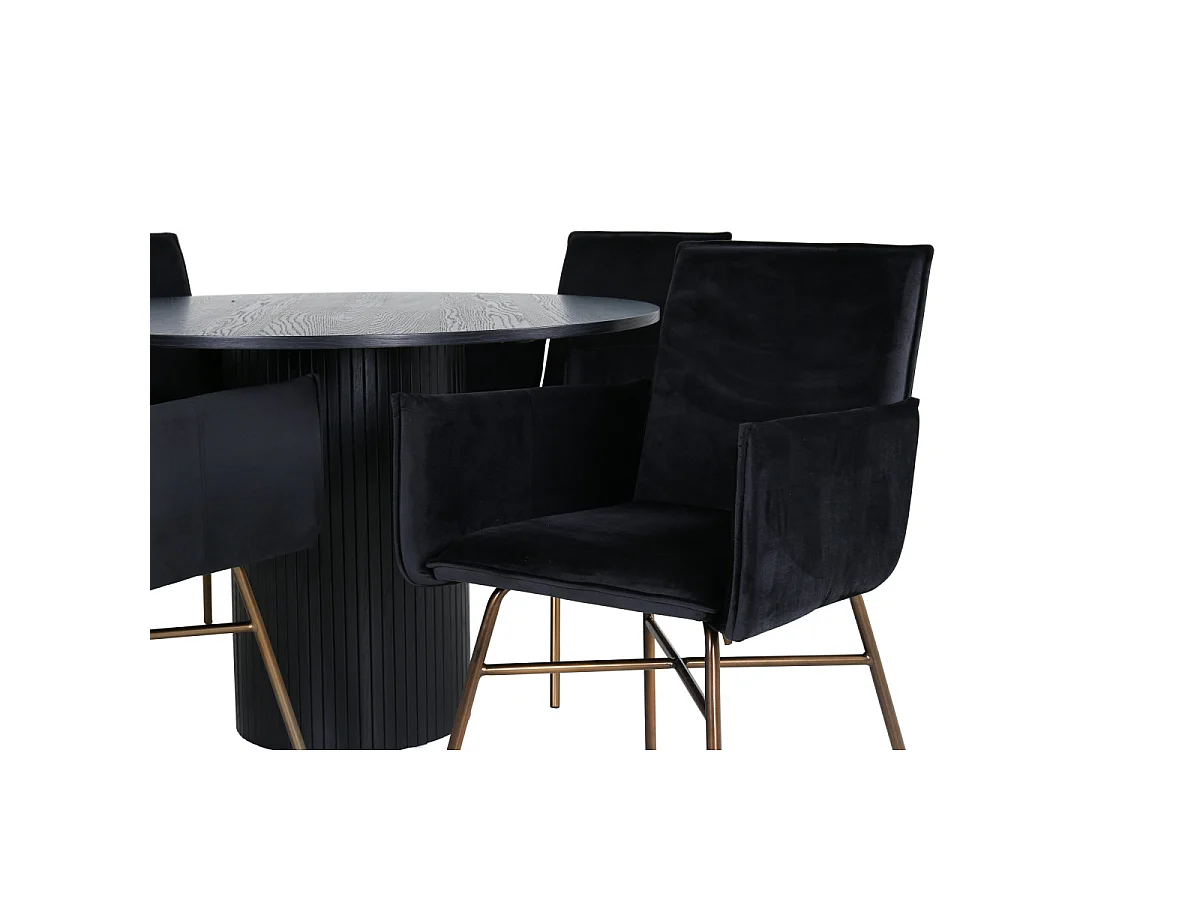 Ensemble Table à Manger & 4 Chaises "Bianca & Petra" 110cm Noir
