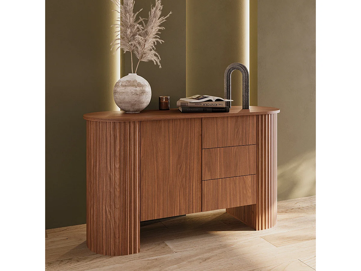 Buffet 1 porte 3 tiroirs Canopée Bois foncé