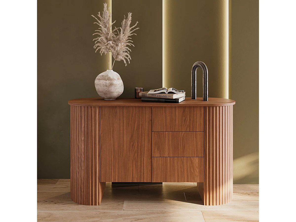 Buffet 1 porte 3 tiroirs Canopée Bois foncé