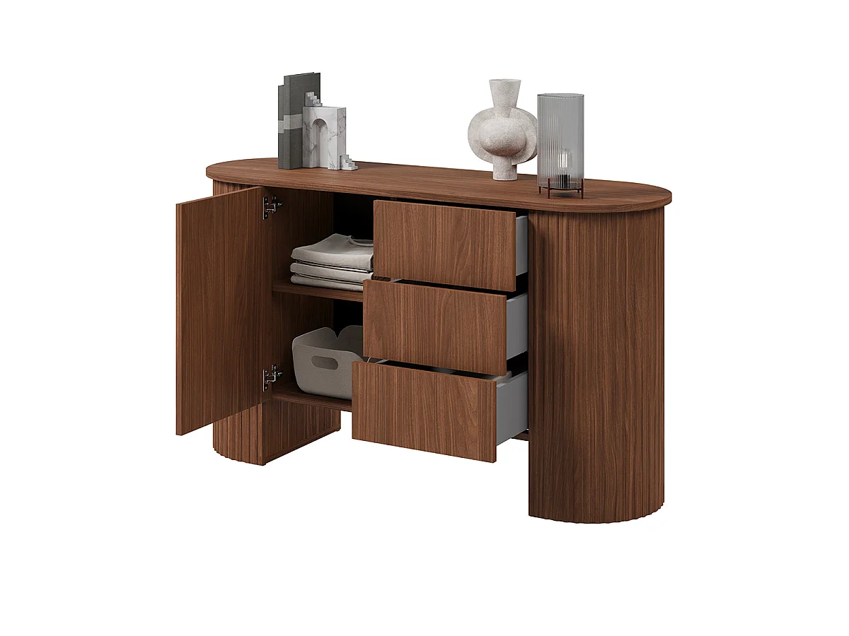 Buffet 1 porte 3 tiroirs Canopée Bois foncé