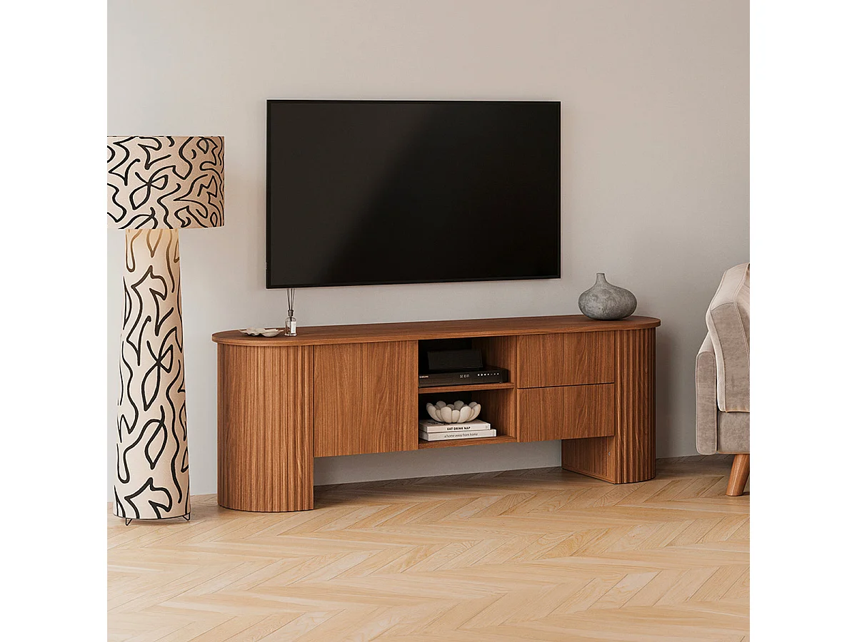 Mobile TV 1 anta 2 cassetti 180 cm Canopée legno scuro