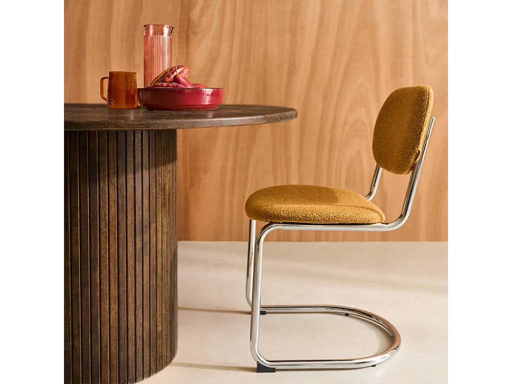 Mesa de comedor redonda de madera, 4 plazas nogal
