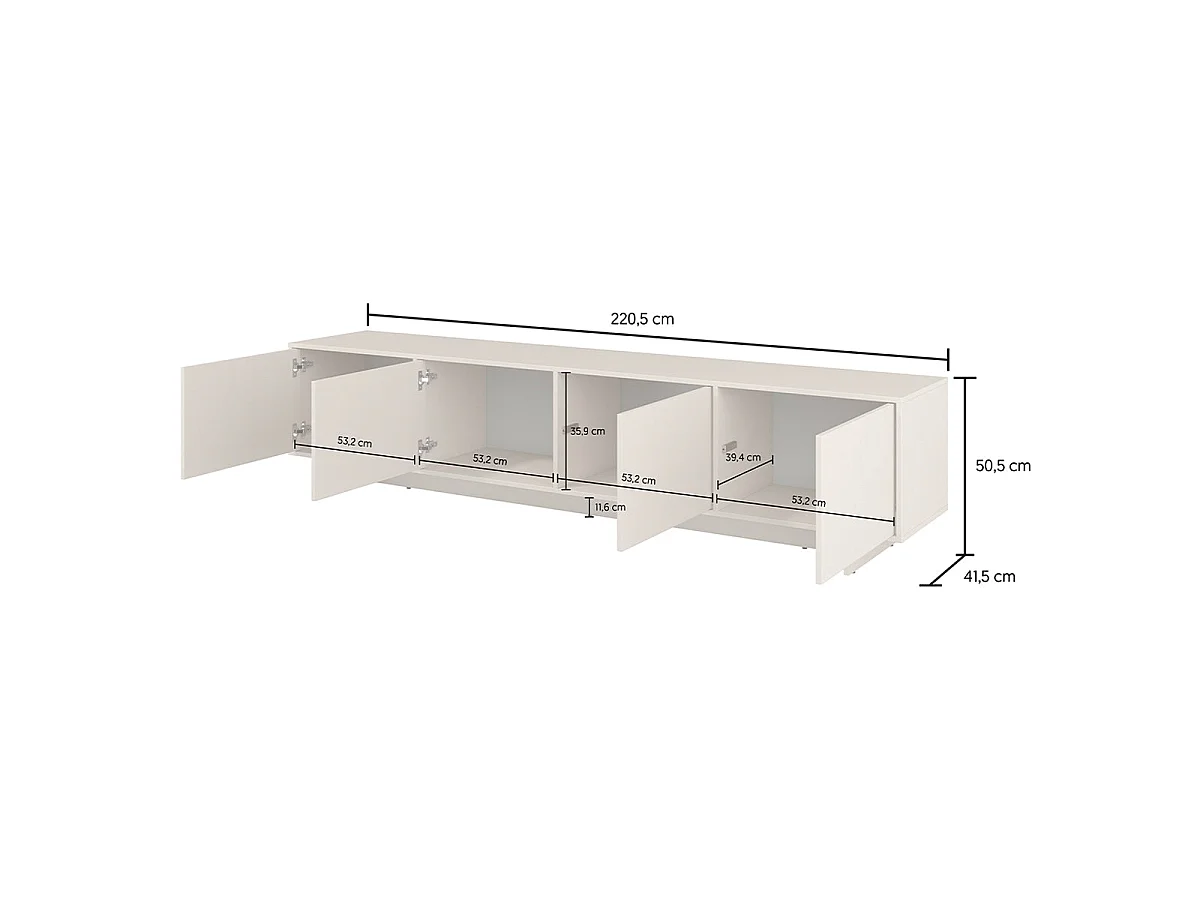 TV-møbel med 4 døre 221 cm Tadao Kashmir