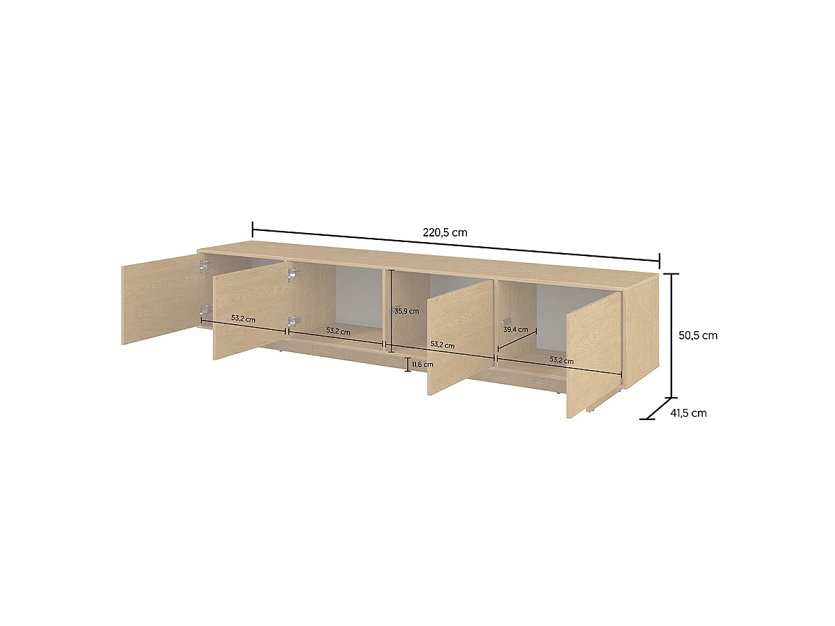 4-türiger TV-Schrank 221 cm Tadao Holz
