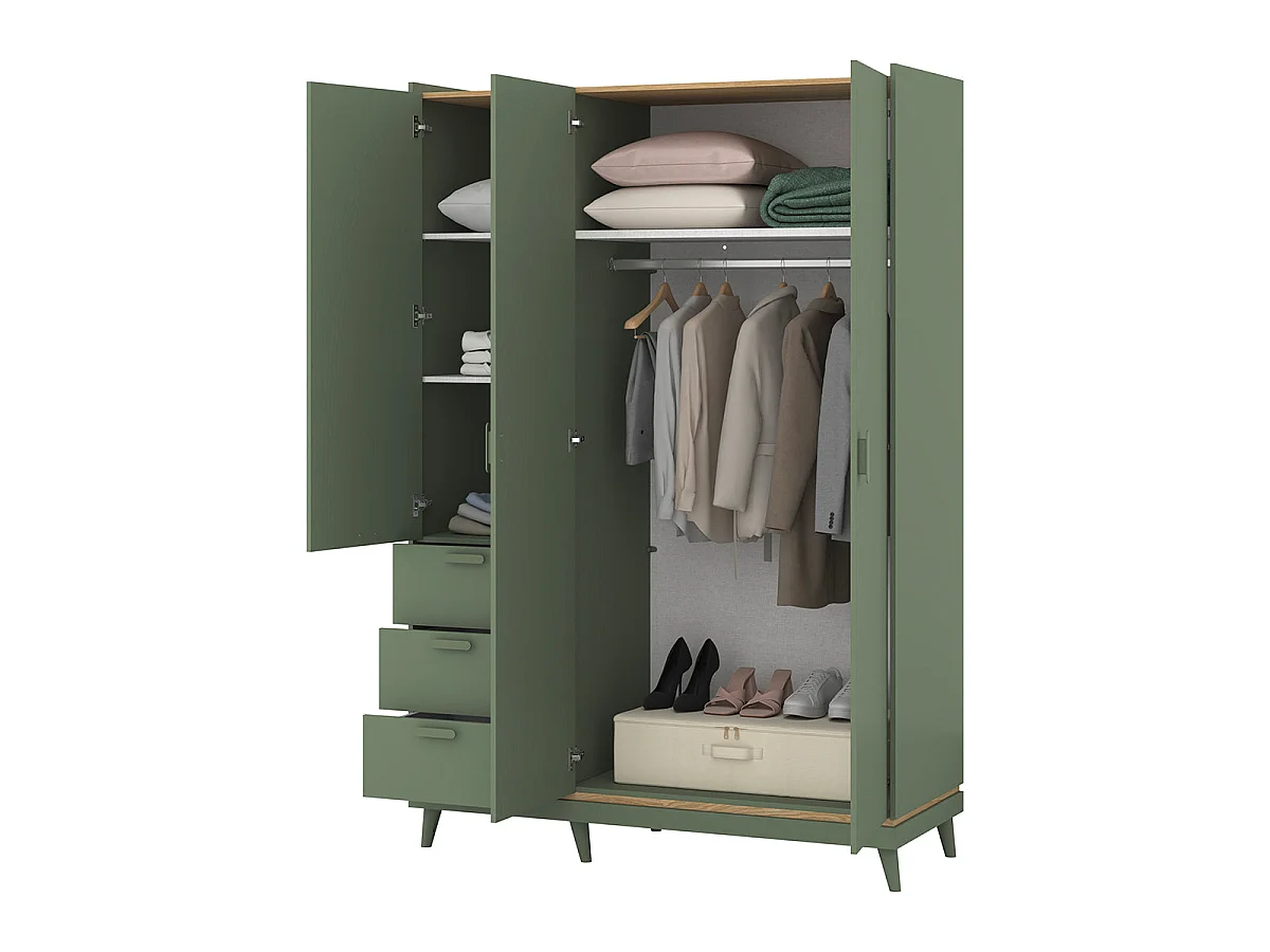 Armadio 3 ante 3 cassetti Sandy verde 214,5cm