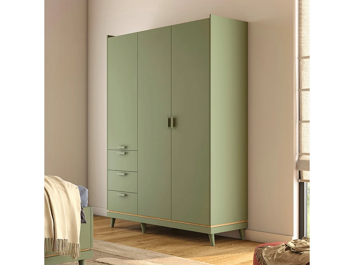 Armadio 3 ante 3 cassetti Sandy verde 214,5cm