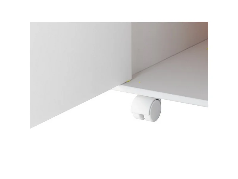 Meuble de Rangement 2 Portes 4 Niches Blanc sur Roulettes L 90 H 76.5 P 35.5 cm