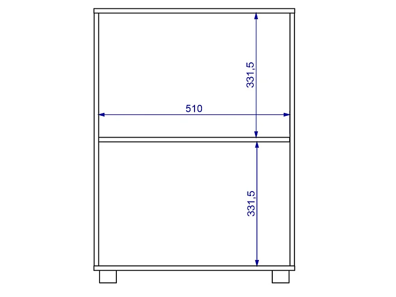 Armoire Basse 2 Portes 2 Niches Blanc et Chêne Sur Roulettes L 53.5 H 74 P 29.4 cm