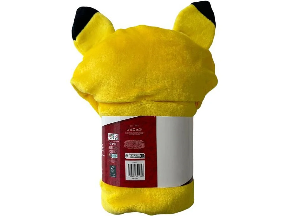 Plaid à capuche Homadict Pokémon Pikachu 120 x 150 cm - polaire douce enfant