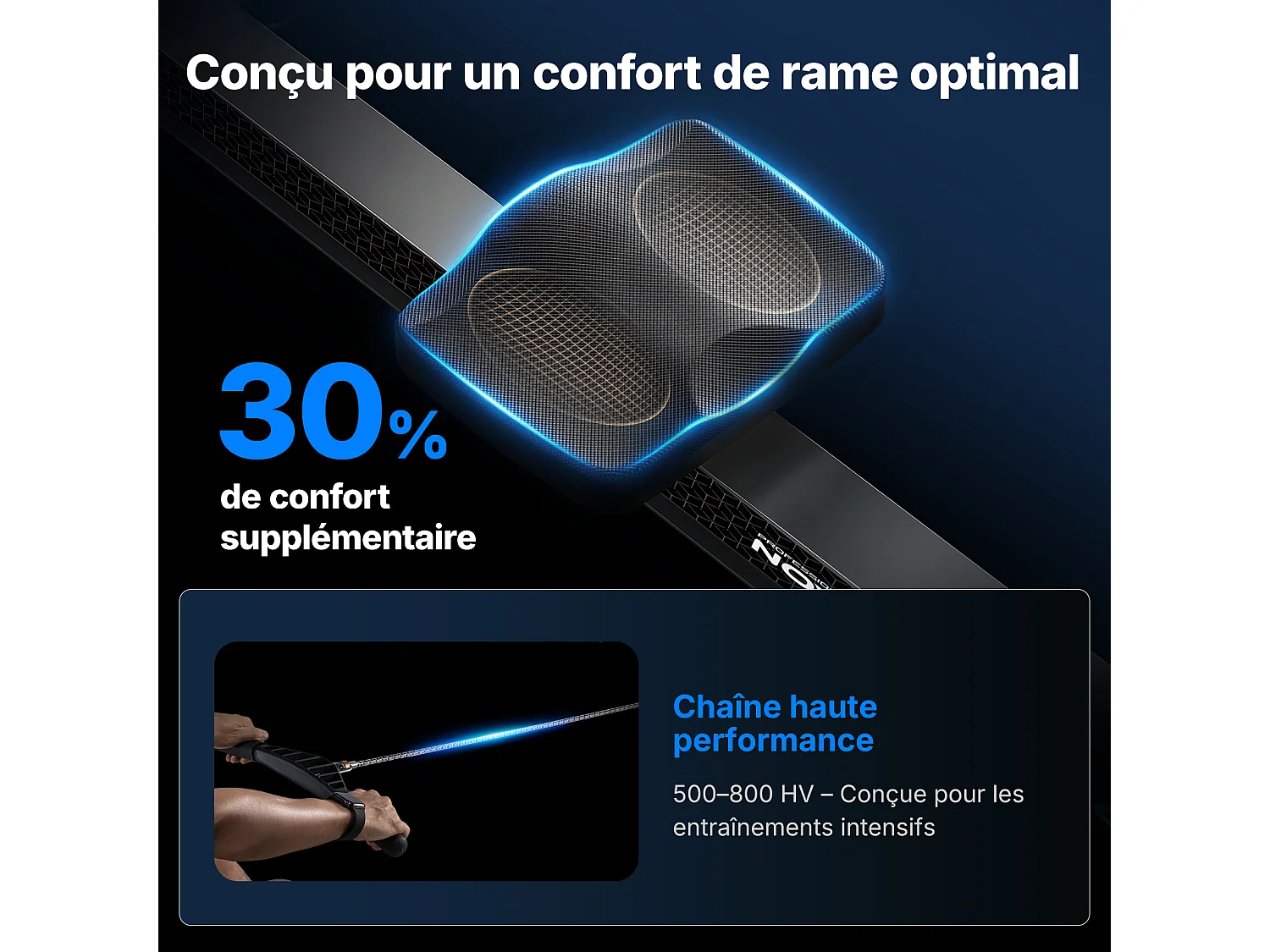 Rameur à air – R50 PRO Air MERACH - 10 Niveaux – Siège Ergonomique - Support téléphone - Bluetooth/App Exclusive