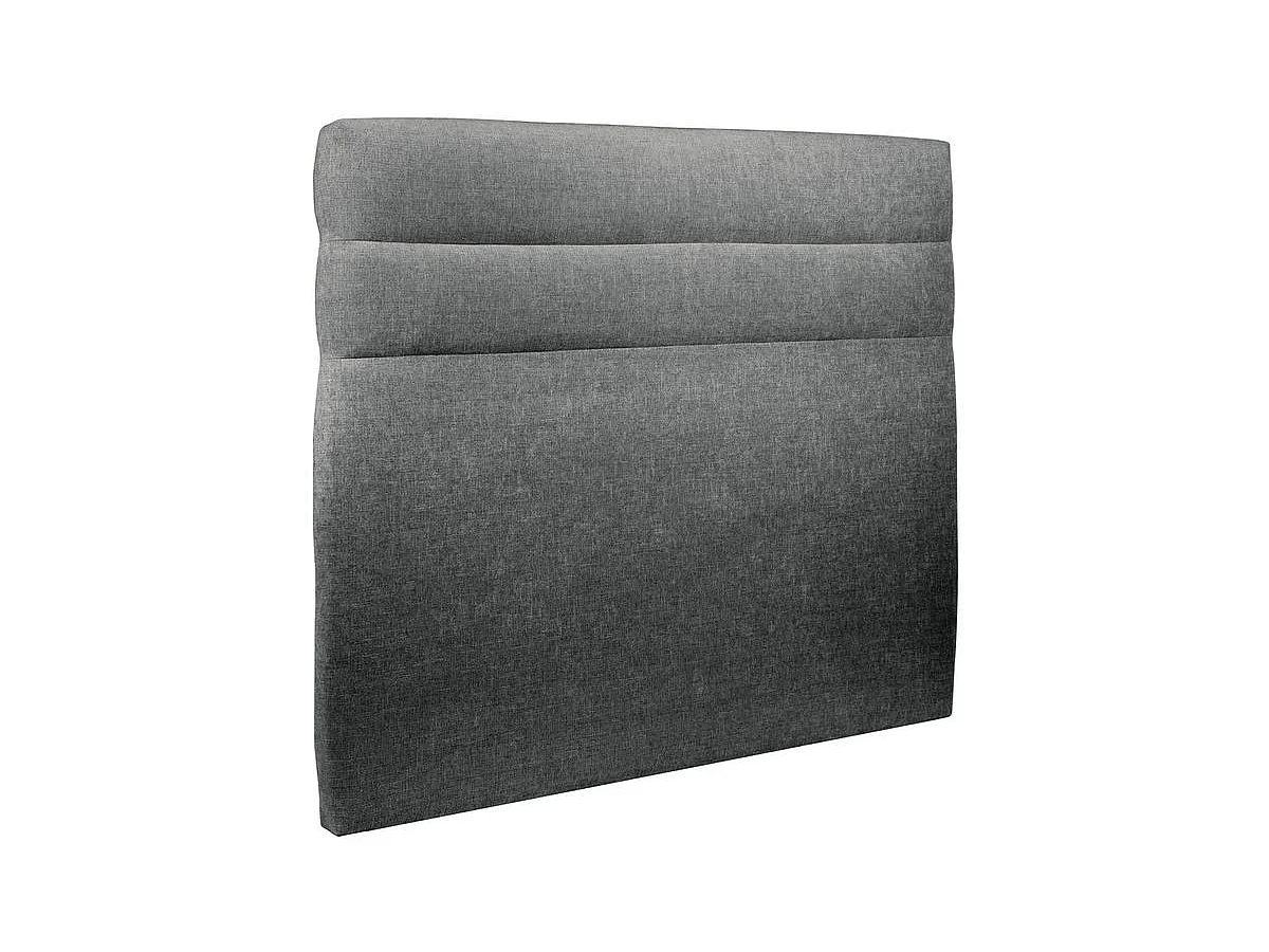 Lit 135x190cm avec tête de lit lignes tissu et sommier kit gris anthracite - Hauteur totale : 29cm