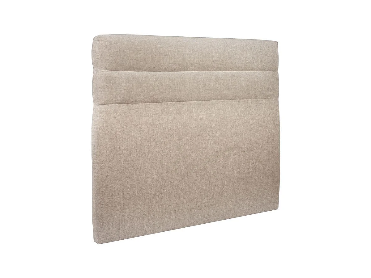 Lit 150x200cm avec tête de lit lignes tissu et sommier kit beige brun - Hauteur totale : 29cm