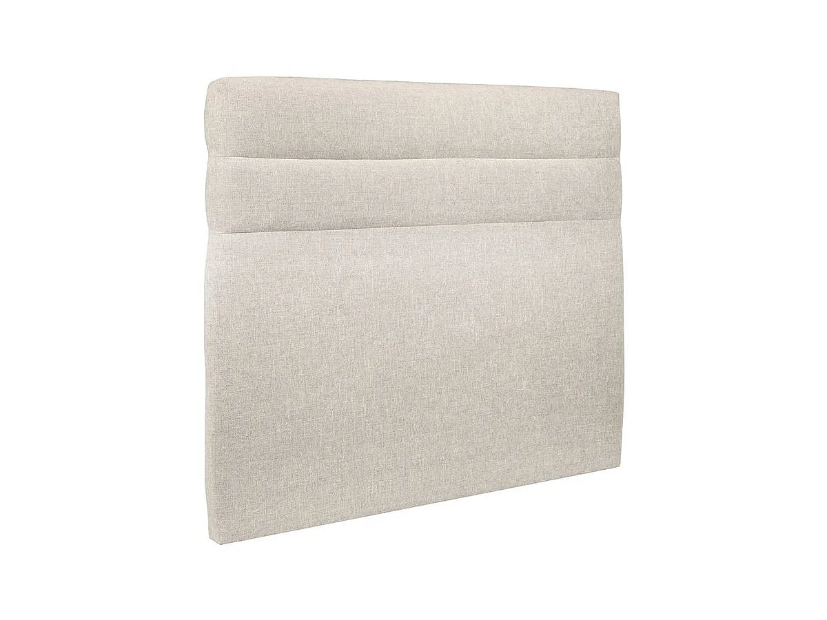 Lit 135x190cm avec tête de lit lignes tissu et sommier kit Beige clair - Hauteur totale : 29cm
