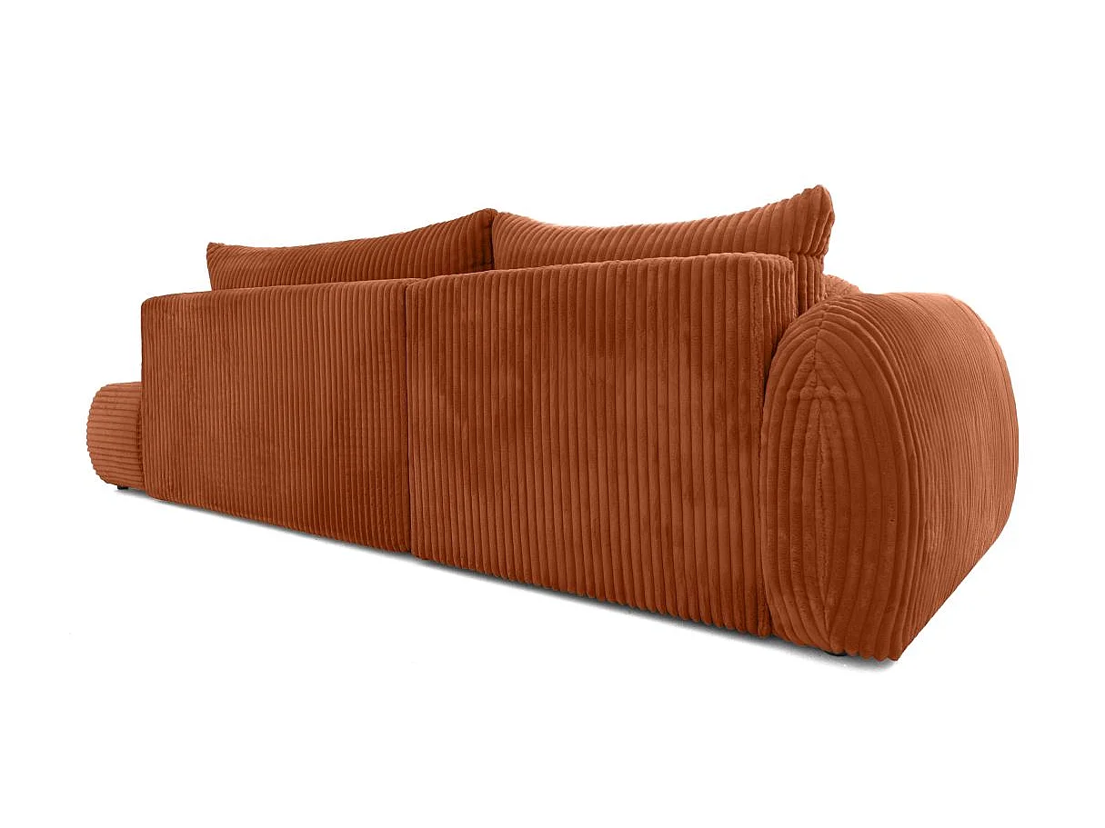 Canapé d'angle convertible 5 places FABIO en velours côtelé épais - Terracotta - Angle Gauche
