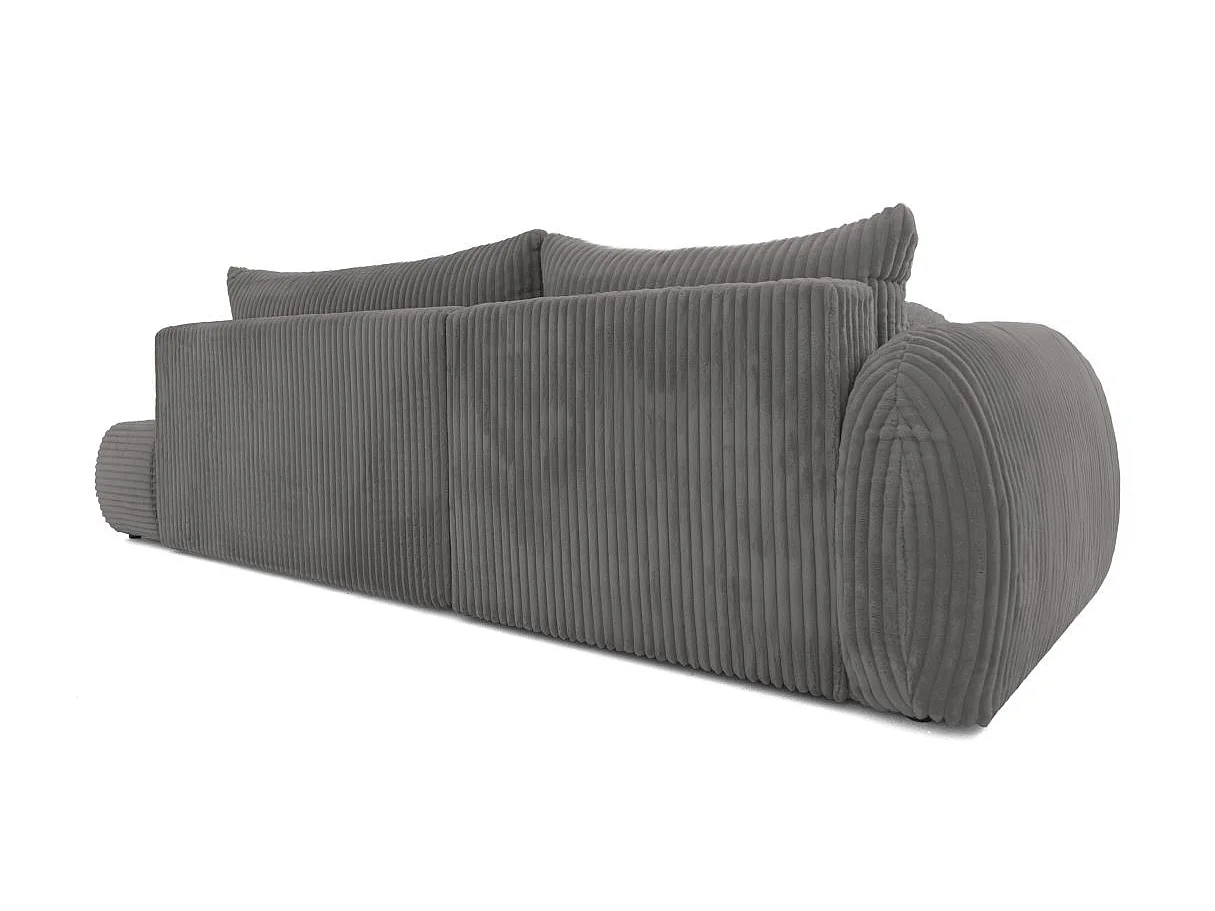 Canapé d'angle convertible 5 places FABIO en velours côtelé épais - Gris anthracite - Angle Gauche