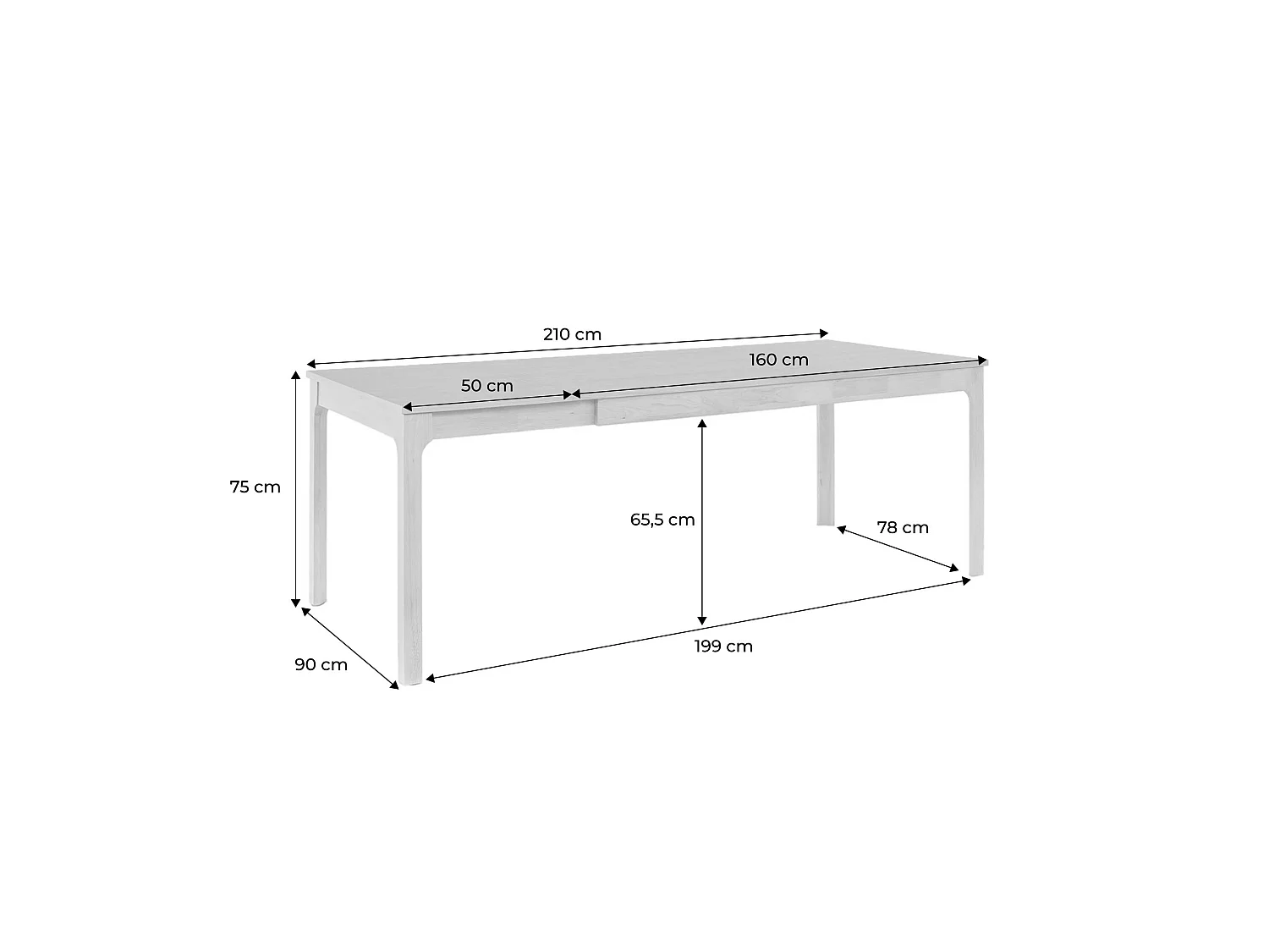 Table à manger rectangle extensible bois d'hévéa placage chêne 6-10 places noyer - Félicie