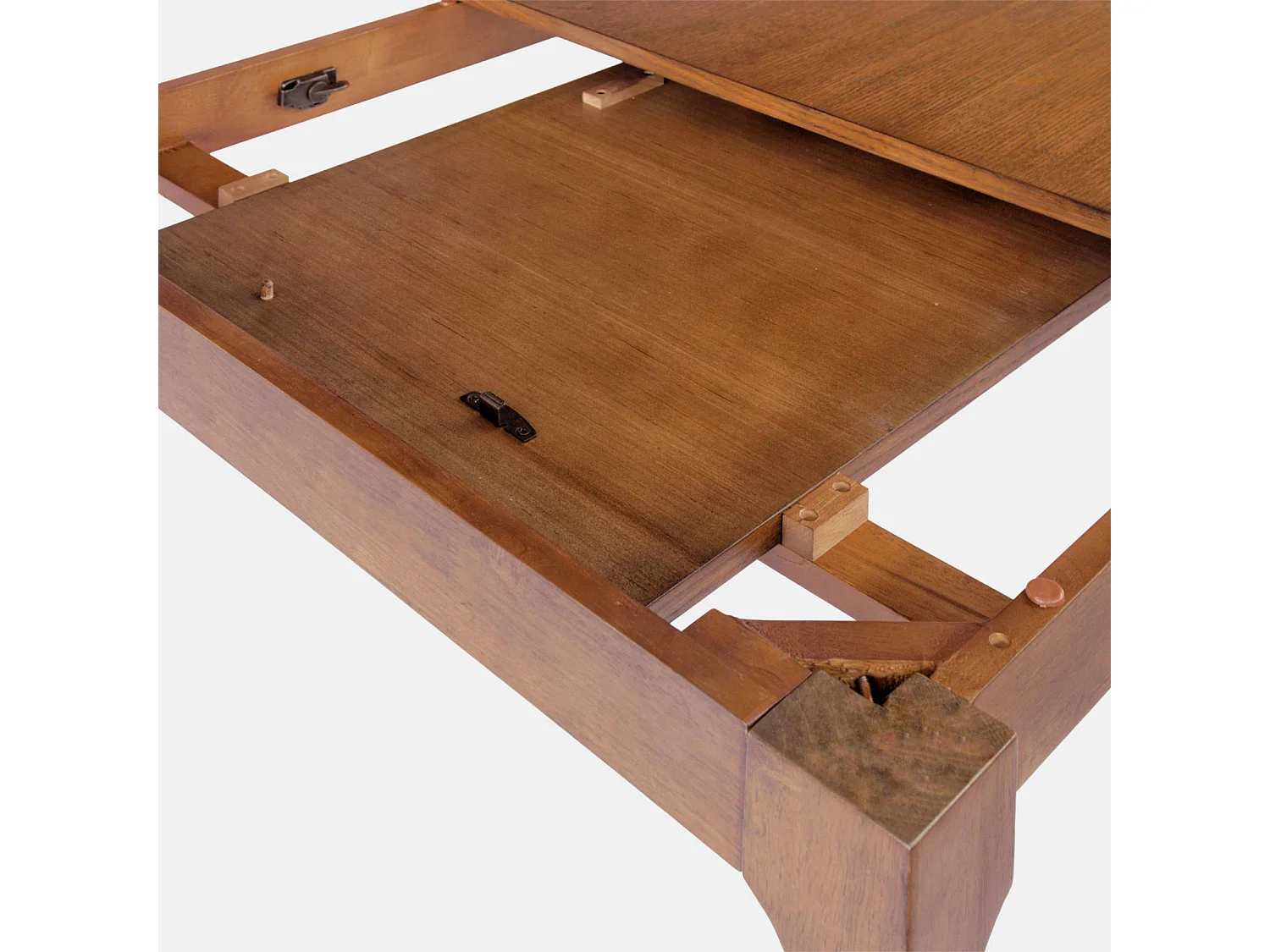 Table à manger rectangle extensible bois d'hévéa placage chêne 6-10 places noyer - Félicie