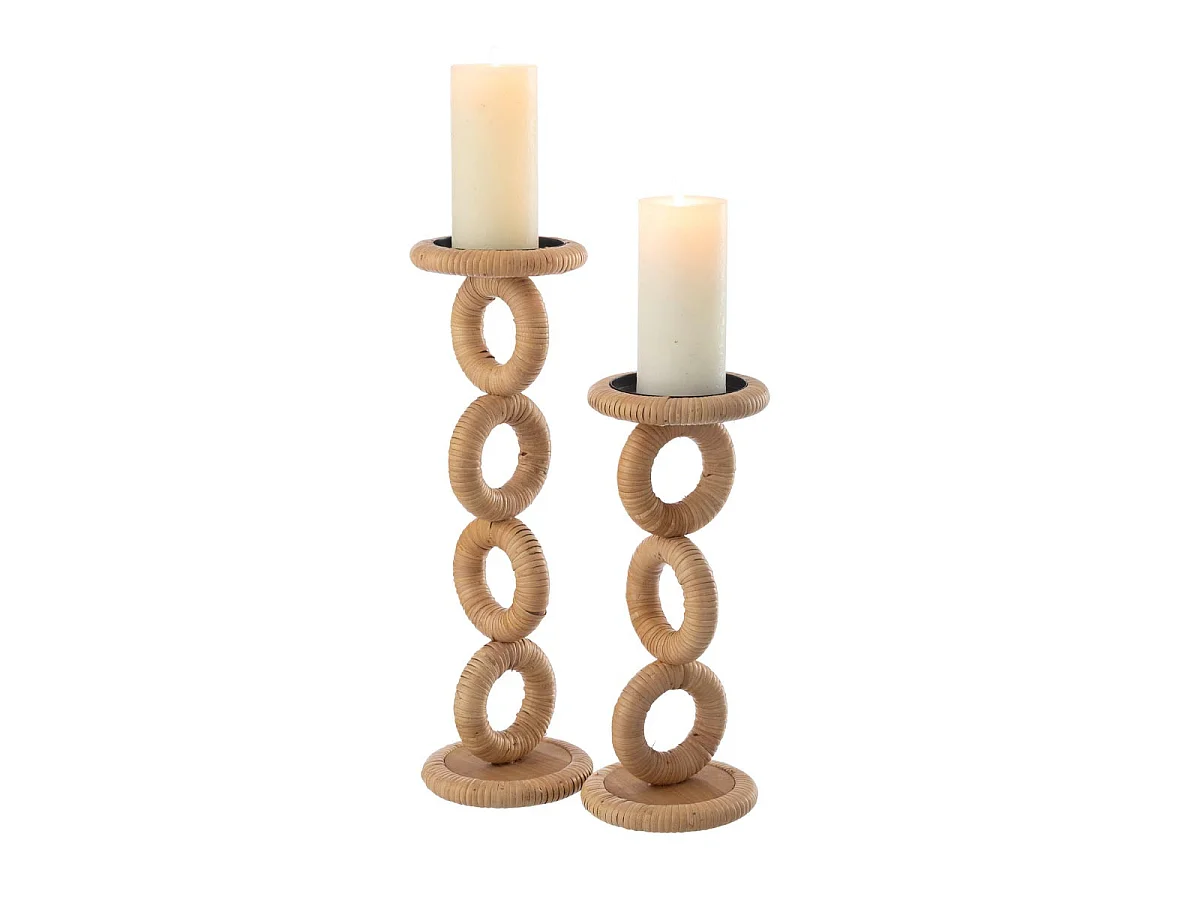 Bougeoir en Rotin "Ring" 45cm Naturel