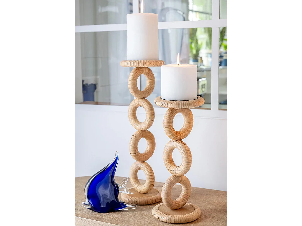 Bougeoir en Rotin "Ring" 45cm Naturel