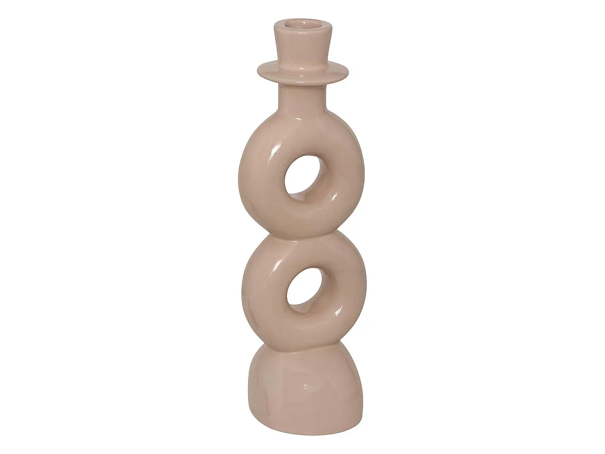 Lot de 2 Bougeoirs en Dolomite "Mala" 25cm Beige & Vert
