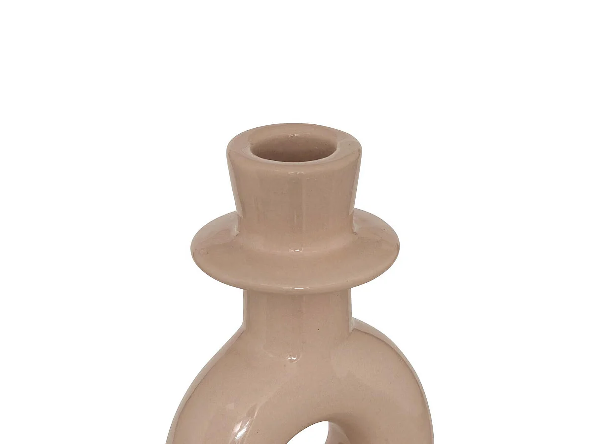 Lot de 2 Bougeoirs en Dolomite "Mala" 25cm Beige & Vert