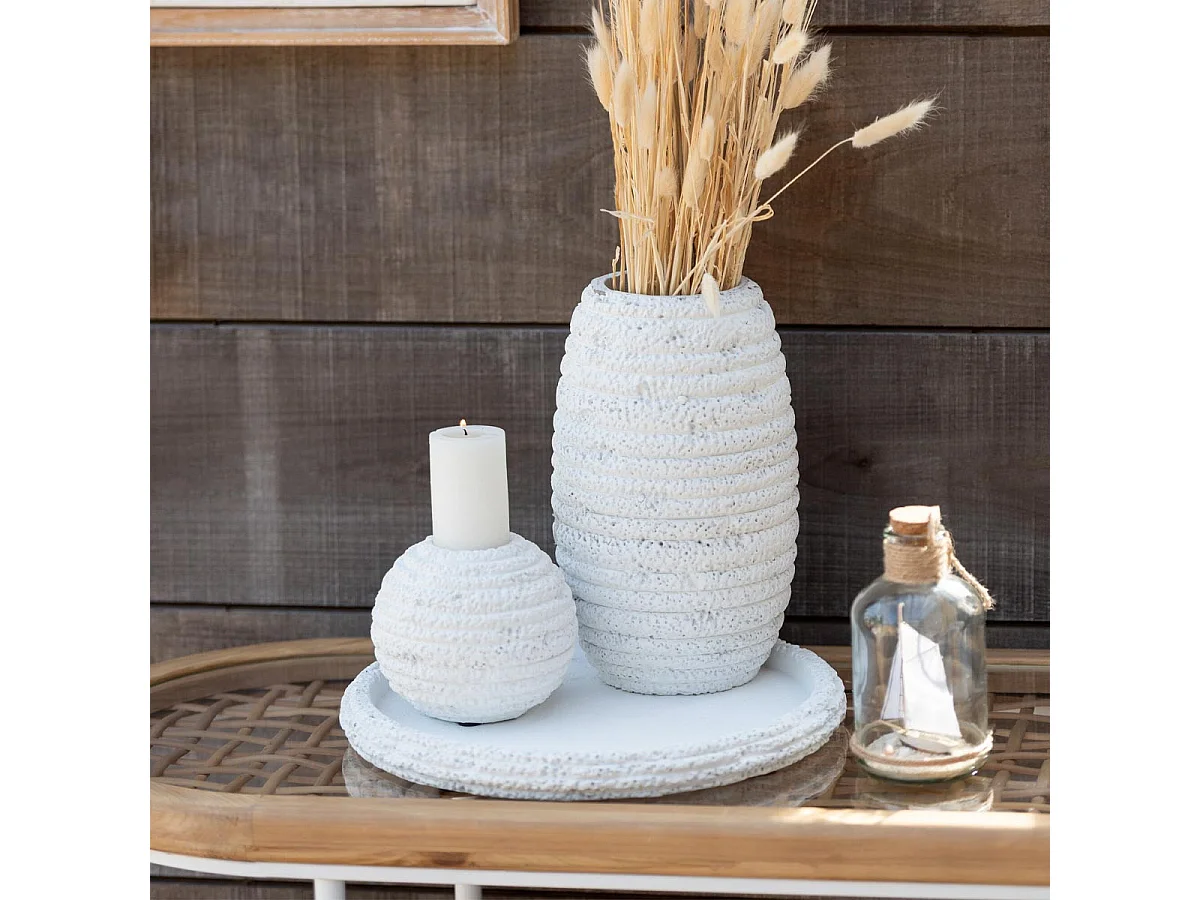 Chandelier Rond en Ciment "Creta" 18cm Blanc