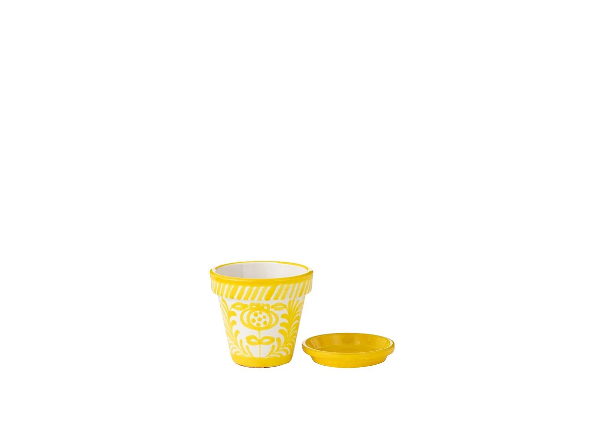 Pot Avec Soucoupe en Céramique "Granada" 21cm Jaune
