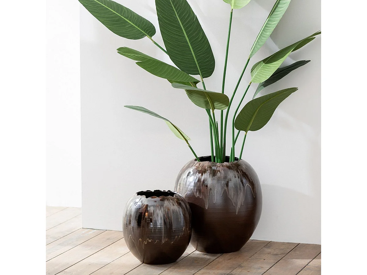 Cache-Pot en Céramique "Jaisalmer" 40cm Marron