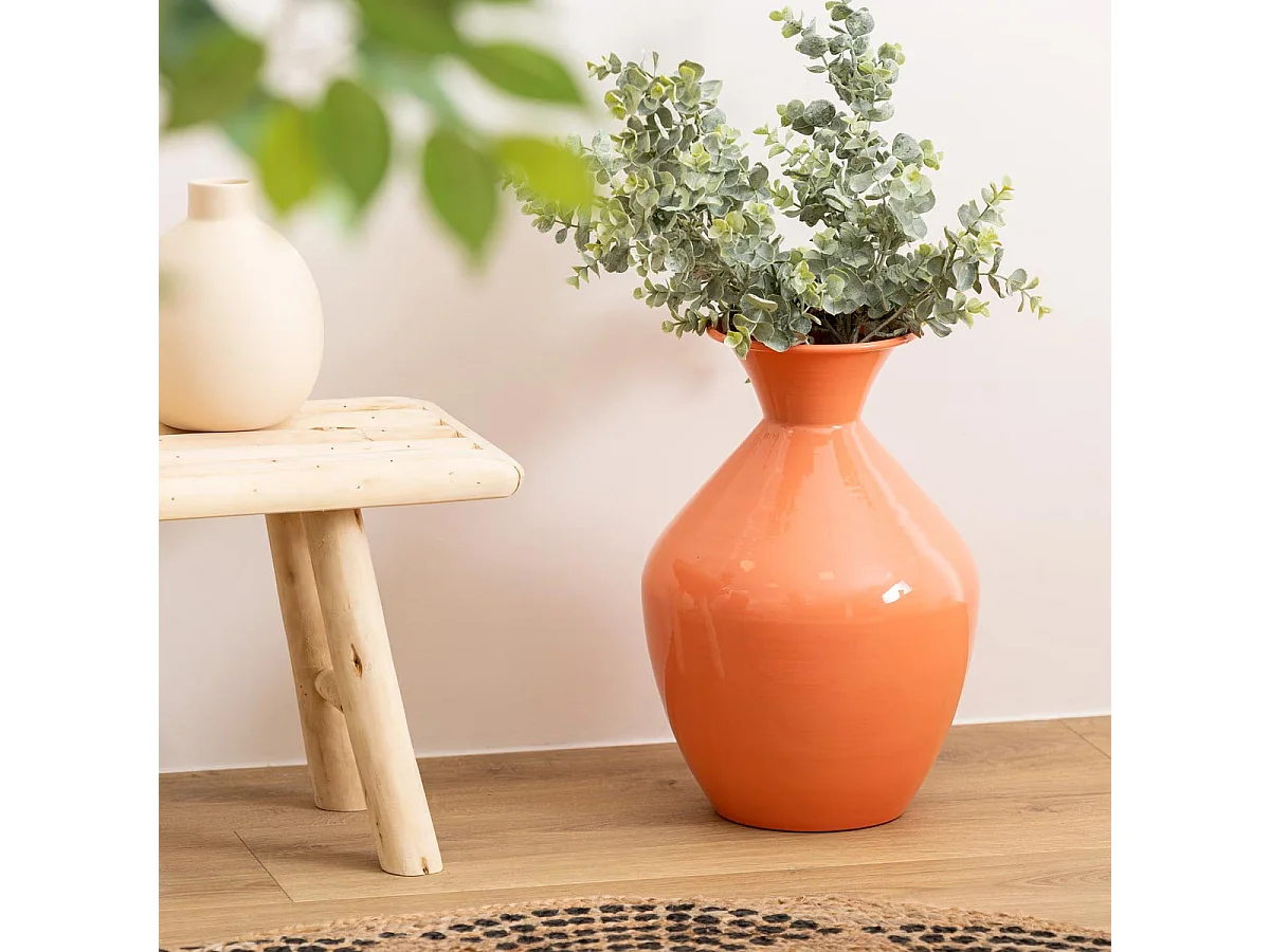 Vase Déco en Métal "Kian" 25cm Rose Fuchsia