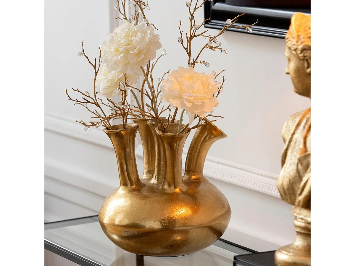 Vase Design en Métal "Tulipe" 33cm Doré