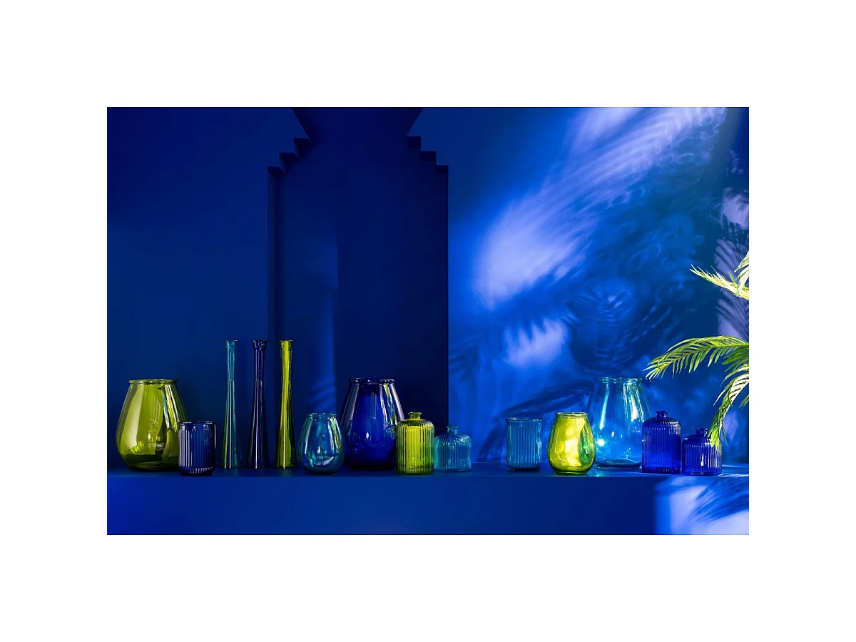 Vase Tube en Verre "Stripe" 51cm Bleu Aqua