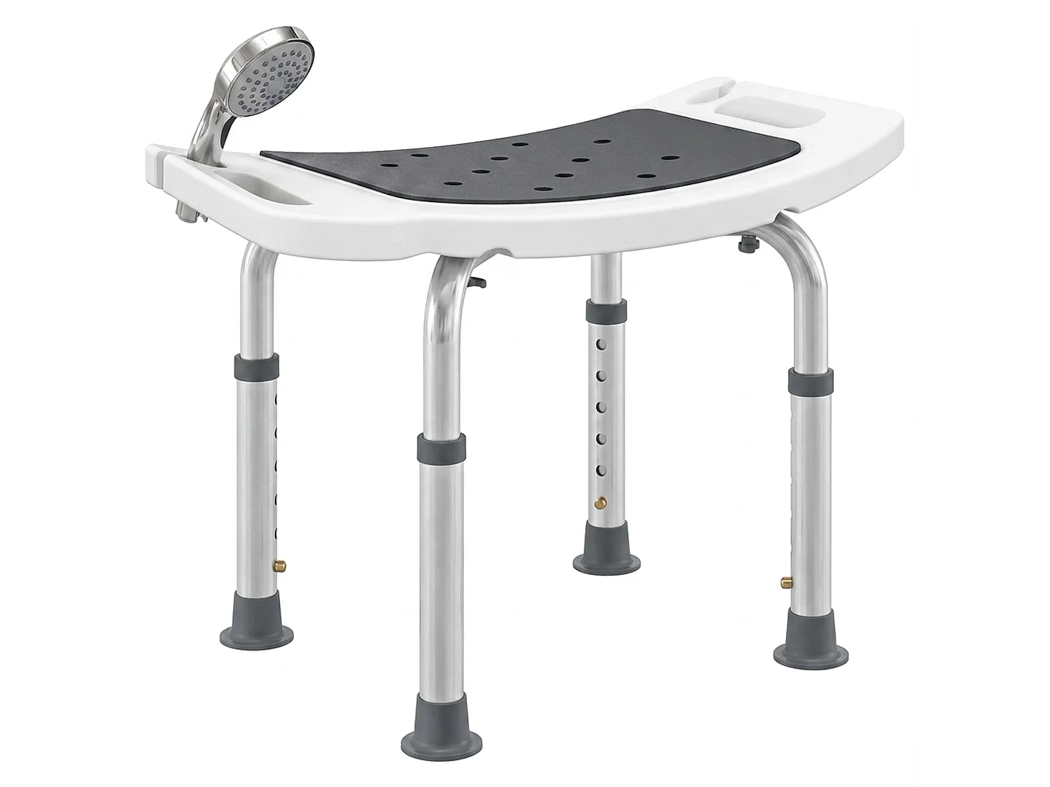 Siège de douche réglable en hauteur tabouret de douche ergonomique pieds antidérapants charge max. 135 Kg alu HDPE blanc gris